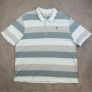 Lacoste Shirt Mens 2XL 8 Striped Short Sleeve Polo Blue